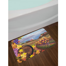 Cartoon Vineyard Grapes Bath Mat