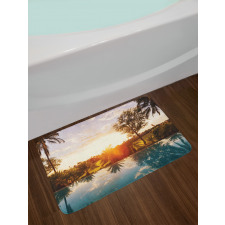Swimming Pool Sunset Bath Mat