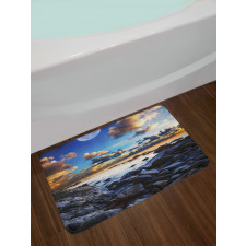 Full Moon Dark Clouds Bath Mat