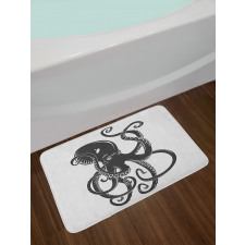 Cartoon Octopus in Sea Bath Mat