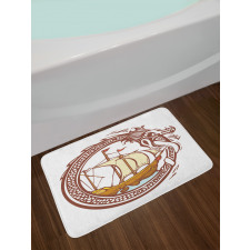 Sailing Boat Waves Dragon Bath Mat