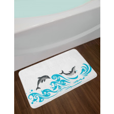 Big Fish Mammal Waves Art Bath Mat