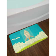 Flying Rocket Clouds Art Bath Mat