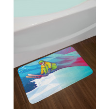 Man Skiing Sportive Scene Bath Mat