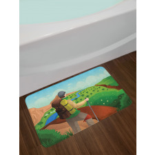 Man with a Backpack Hike Bath Mat