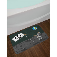 Astronaut Setting a Flag Bath Mat