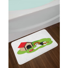 Dog House Bone Grass Graphic Bath Mat