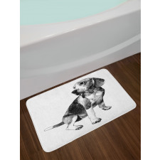 Monochrome Sketch Dog Friend Bath Mat