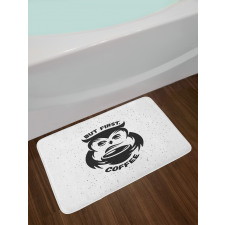 Owl Holds Mug Dots Bath Mat