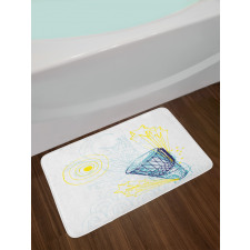 Yellow Indigo Blue Drawings Bath Mat