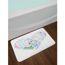 Colorful Instrument Drawings Bath Mat