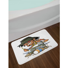 Wild Rock Musician Tattoos Bath Mat