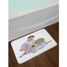 Man in Ethnic Orient Clothes Bath Mat