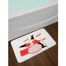 Whimsical Panda Hit Man Text Bath Mat