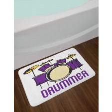 Drummer Wording Graphic Image Bath Mat