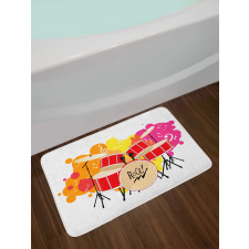 Music Themed Colorful Design Bath Mat