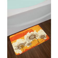 Abstract Drawing Flowers Bath Mat