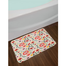 Flowers Herbs and Leaves Bath Mat