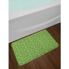 Exotic Graphic Flowers Leaves Bath Mat