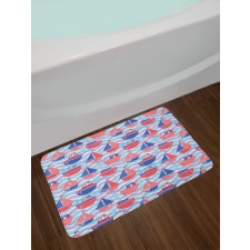 Sailing Boats Wave Graphic Bath Mat