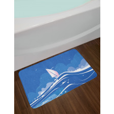 Clouds Seagulls Boat Bath Mat