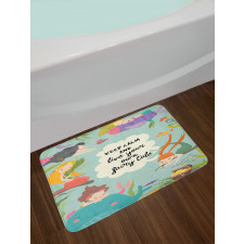 Calligraphy Mermaids Bath Mat