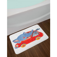 Funny Animal in a Car Bath Mat