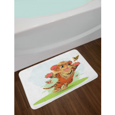 Cub with Butterflies Bath Mat