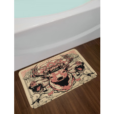 Floral Skull and Wolves Bath Mat