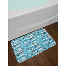 Unicorn Whales Algae Motifs Bath Mat