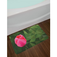 Geometric Tulip on Mosaic Bath Mat