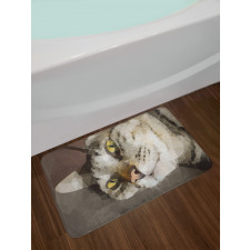 Low Poly Art Cat Portrait Bath Mat