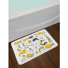 Hipster Style Animal Motifs Bath Mat