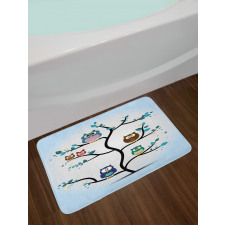 Night Animal Owl Love Bath Mat