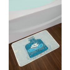 Bottle with Ship and Text Bath Mat