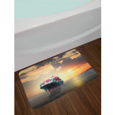 Cargo Ship at Sunset Photo Bath Mat