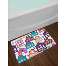 Traditional Houses Trees Bath Mat