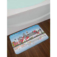 City Skyline Calligraphy Bath Mat