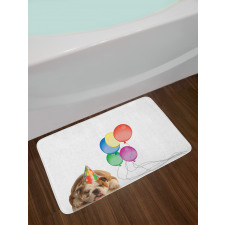 Doggie in a Birthday Hat Bath Mat