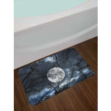 Moon at Night in Forest Bath Mat