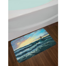 Ship in the Sea Painting Bath Mat