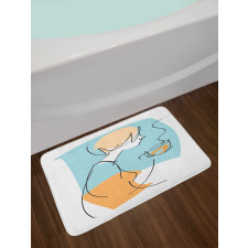 Randomly Scribbled Lady Cup Bath Mat