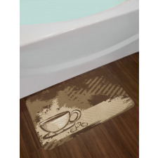 Grunge Style Cup and Beans Bath Mat