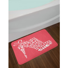 Woman Shoes Coral Words Bath Mat