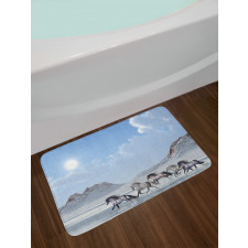 Snowy Day Wild Horse Bath Mat