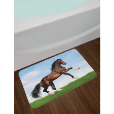 Horse Pacing on Grass Bath Mat