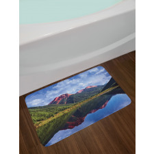 Red Iron Peaks on Lake Bath Mat