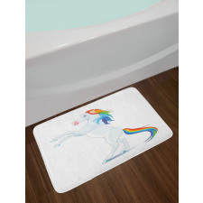 Reared up Horse Rainbow Mane Bath Mat