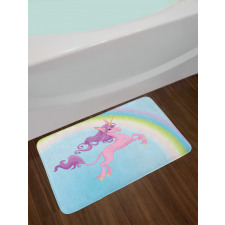 Unicorn and Pastel Rainbow Bath Mat