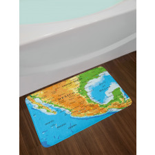 Detailed Map of Mexico Oceans Bath Mat